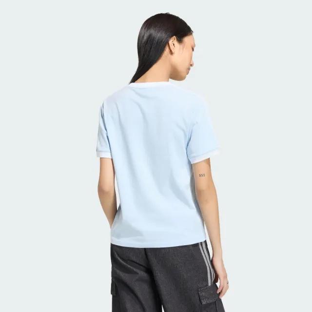 【adidas 愛迪達】短袖上衣 女 三葉草 亞規 3 STRIPES TEE 藍 KX1882