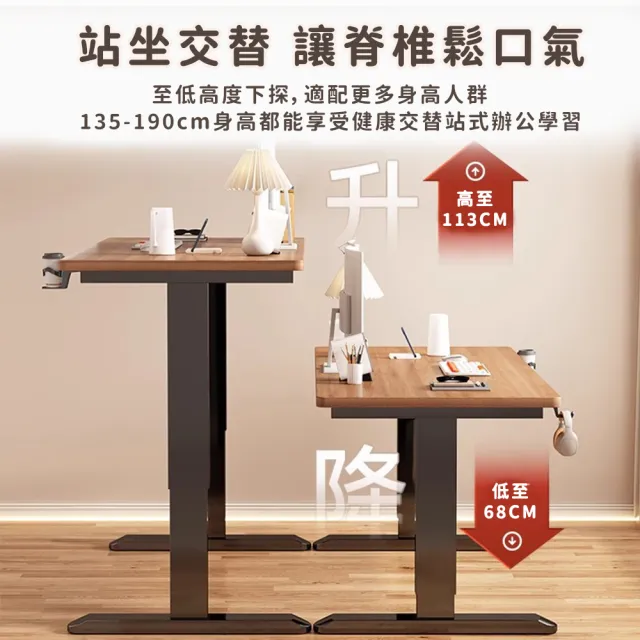 【UVLED 鈺創合成】無段式電動升降桌120CM(升降電腦桌 升降辦公桌 書桌 電競桌 工作桌 辦公桌 站立桌)