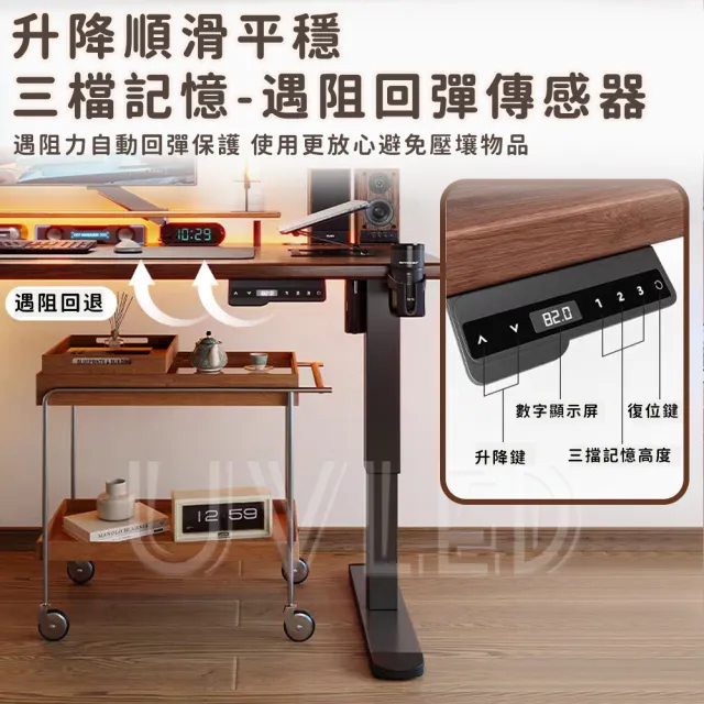 【UVLED 鈺創合成】無段式電動升降桌120CM(升降電腦桌 升降辦公桌 書桌 電競桌 工作桌 辦公桌 站立桌)