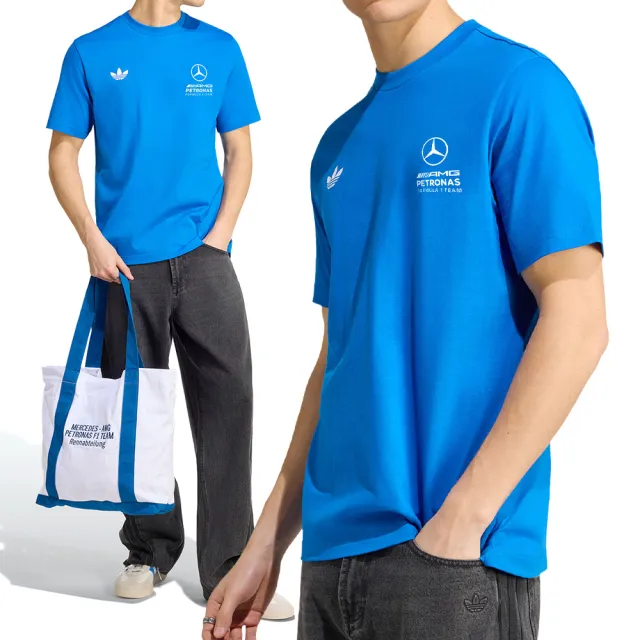 【adidas 愛迪達】Mer Bw Tee M 男款 藍色 F1 賽車 賓士 棉質 T恤 運動 休閒 短袖 KT5130