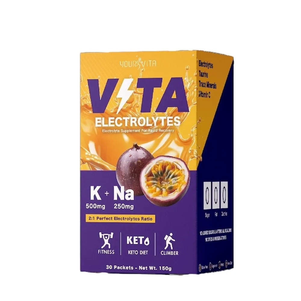 【yourvita 優維特】Vita機能型電解質粉 百香口味 無添加糖 5gx30包/盒(添加牛磺酸有效緩解疲憊感)