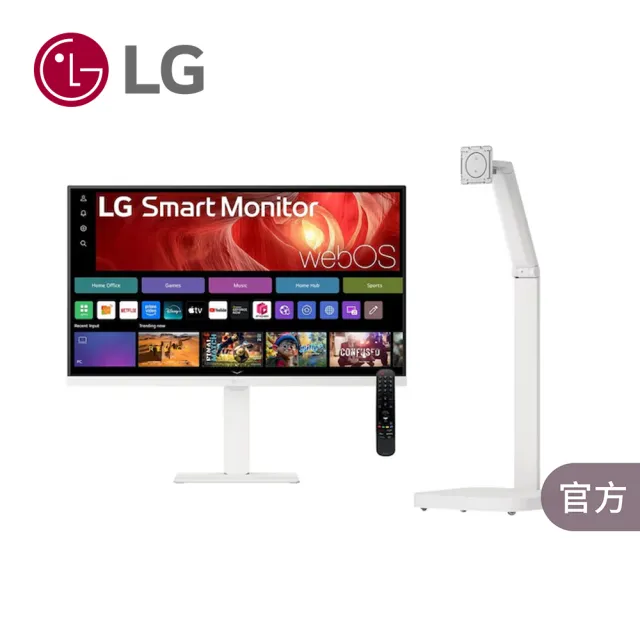 【LG 樂金】家電快配★27型SmartMonitor Duo 4K 移動式智慧螢幕斜槓機/閨蜜機/移動液晶(27U730SA-W)