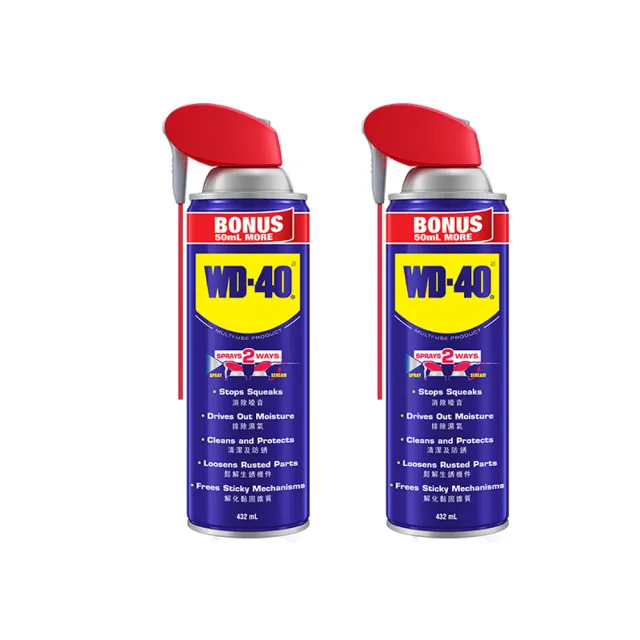 【WD-40】多功能除銹潤滑劑 附專利型活動噴嘴 432ml 兩入組