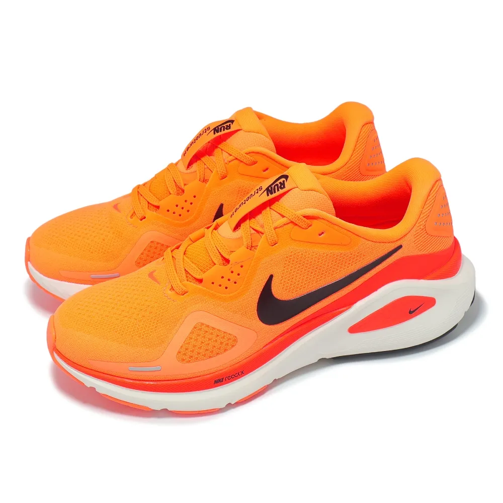 【NIKE 耐吉】慢跑鞋 Structure 26 男鞋 橘 黑 緩震 運動鞋(HJ1102-800)