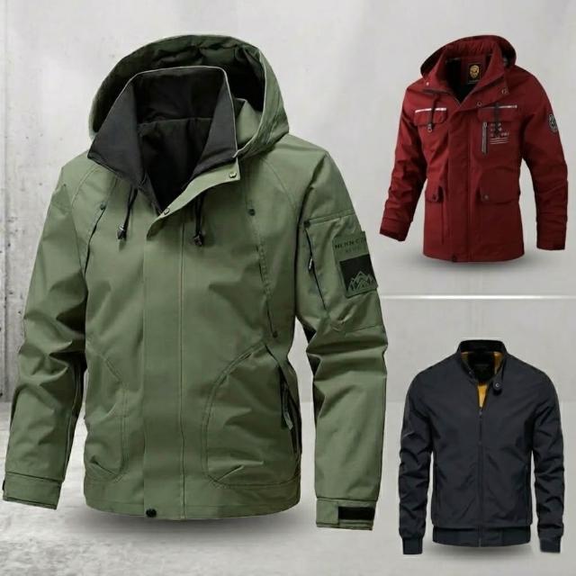 【巴黎精品】多款多色防風外套戶外機能衝鋒衣登山連帽外套發熱防潑水大碼休閒男裝(長袖上衣4色n1lc53)