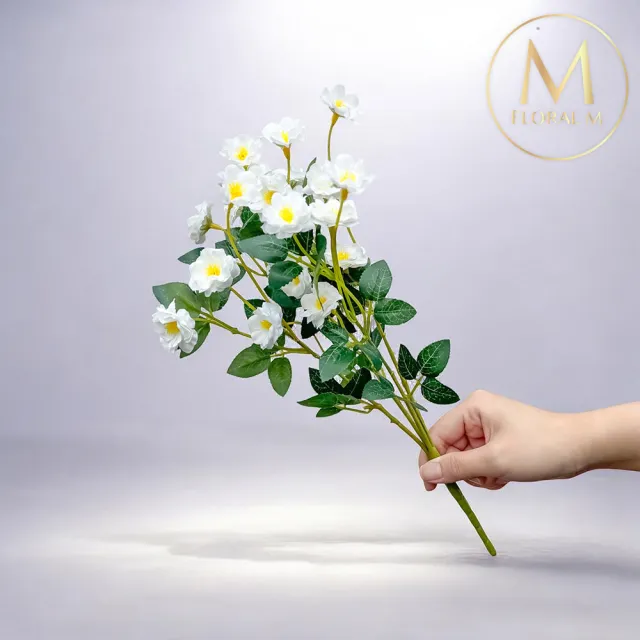 【Floral M】法式迷你薔薇優雅白仿真花花材1入組(人造花/仿真花/假花/花藝DIY/裝飾花材)
