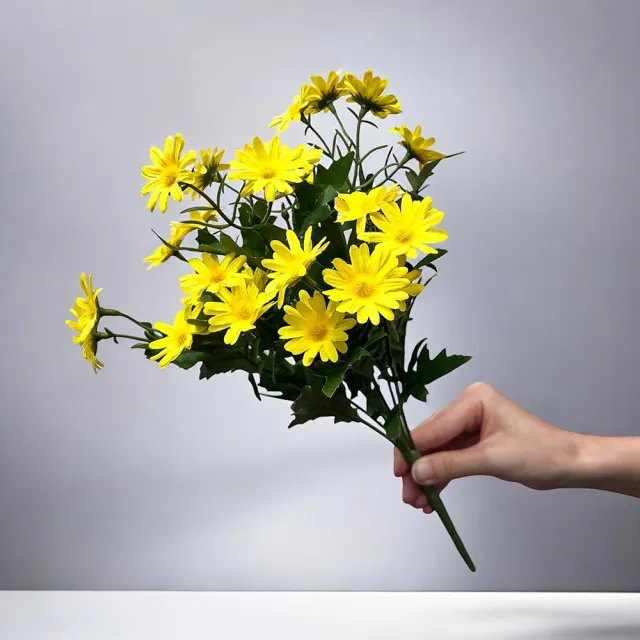 【Floral M】英式花園優雅黃小雛菊仿真花花材1入組(人造花/仿真花/假花/花藝DIY/裝飾花材)