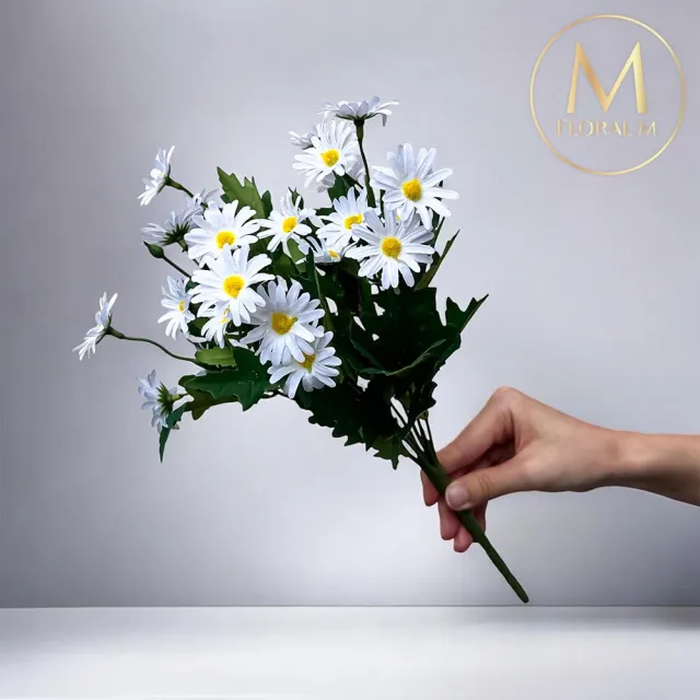 【Floral M】英式花園優雅白小雛菊仿真花花材1入組(人造花/仿真花/假花/花藝DIY/裝飾花材)