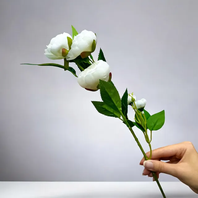 【Floral M】人間香奈兒山茶花優雅白仿真花花材1入組(人造花/仿真花/假花/花藝DIY/裝飾花材)