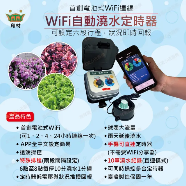【田園樂】育材庭院自動澆水套組/WiFi/電池