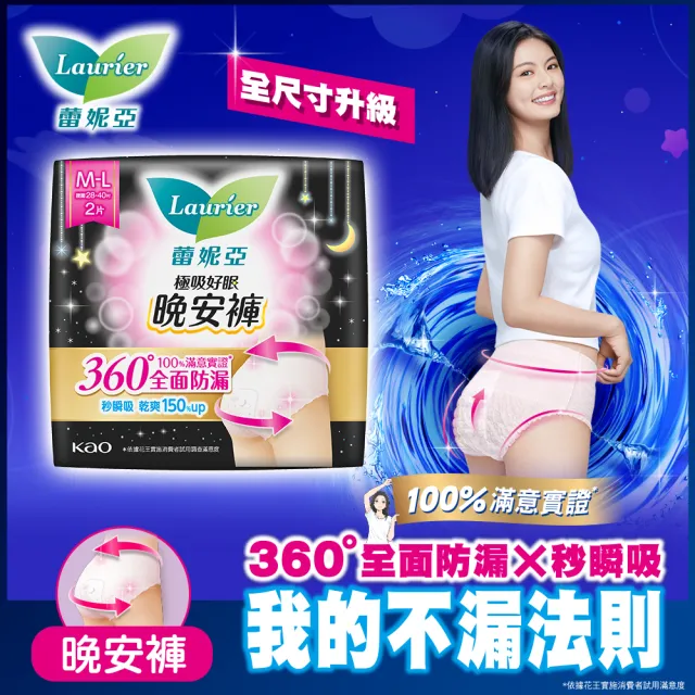 【Laurier 蕾妮亞】極吸好眠晚安褲/貼貼褲 褲型衛生棉12片裝(S-M/M-L/XL)