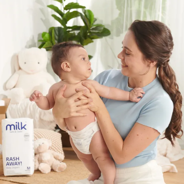 【milk】鎖水芯牛奶尿布-黏貼型 NB款(264片-3箱組)
