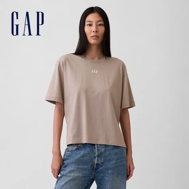 【GAP】女裝 寬鬆版型Gap LOGO長版短袖T恤-多色任選(899175)
