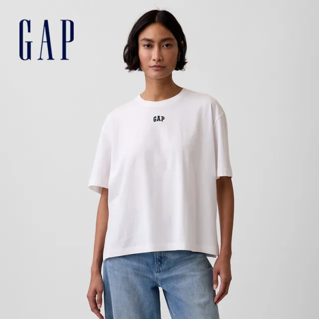 【GAP】女裝 寬鬆版型Gap LOGO長版短袖T恤-多色任選(899175)