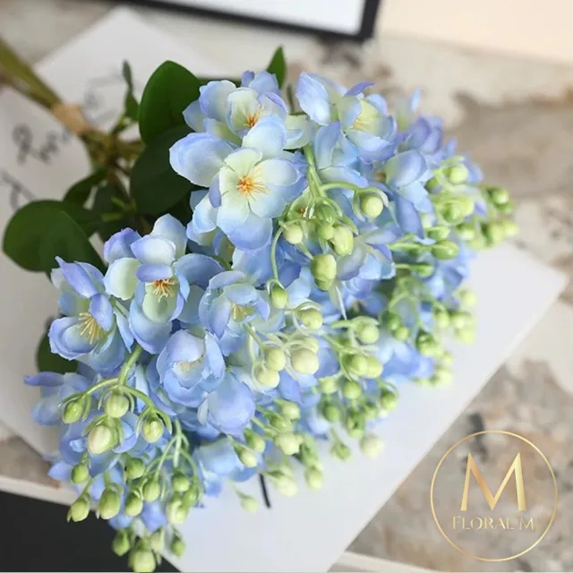 【Floral M】夏日經典茉莉花清新藍仿真花花材1入組(人造花/仿真花/假花/花藝DIY/裝飾花材)