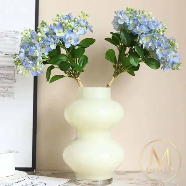 【Floral M】夏日經典茉莉花清新藍仿真花花材1入組(人造花/仿真花/假花/花藝DIY/裝飾花材)