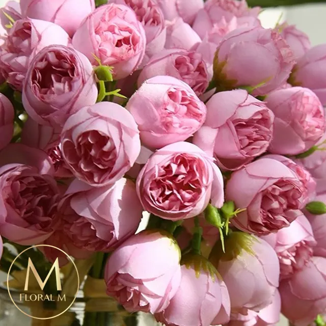 【Floral M】奧斯丁優雅粉牡丹仿真花花材9入組(人造花/仿真花/假花/花藝DIY/裝飾花材)