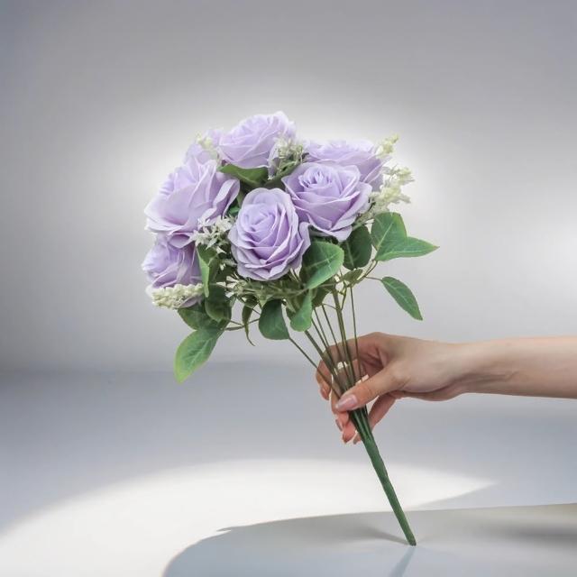 【Floral M】英式卡爾玫瑰浪漫紫仿真花花材1入組(人造花/仿真花/假花/花藝DIY/裝飾花材)