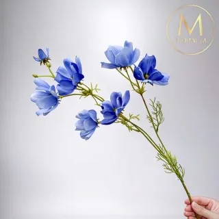 【Floral M】初戀少女藍色波斯菊仿真花花材3入組(人造花/仿真花/假花/花藝DIY/裝飾花材)
