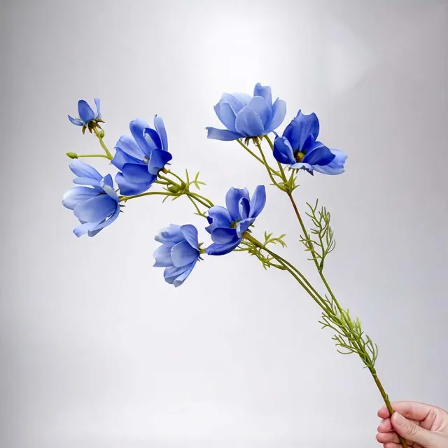 【Floral M】初戀少女藍色波斯菊仿真花花材3入組(人造花/仿真花/假花/花藝DIY/裝飾花材)