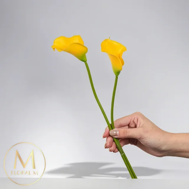 【Floral M】氣質仙女黃色海芋仿真花花材5入組(人造花/仿真花/假花/花藝DIY/裝飾花材)
