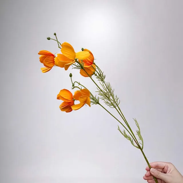 【Floral M】初戀少女黃色波斯菊仿真花花材3入組(人造花/仿真花/假花/花藝DIY/裝飾花材)