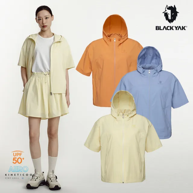 【BLACKYAK】女 AERO FRESH K涼感短袖外套[三色]UPF50 輕量 涼感 透氣 短版 連帽設計|FB1WJ010