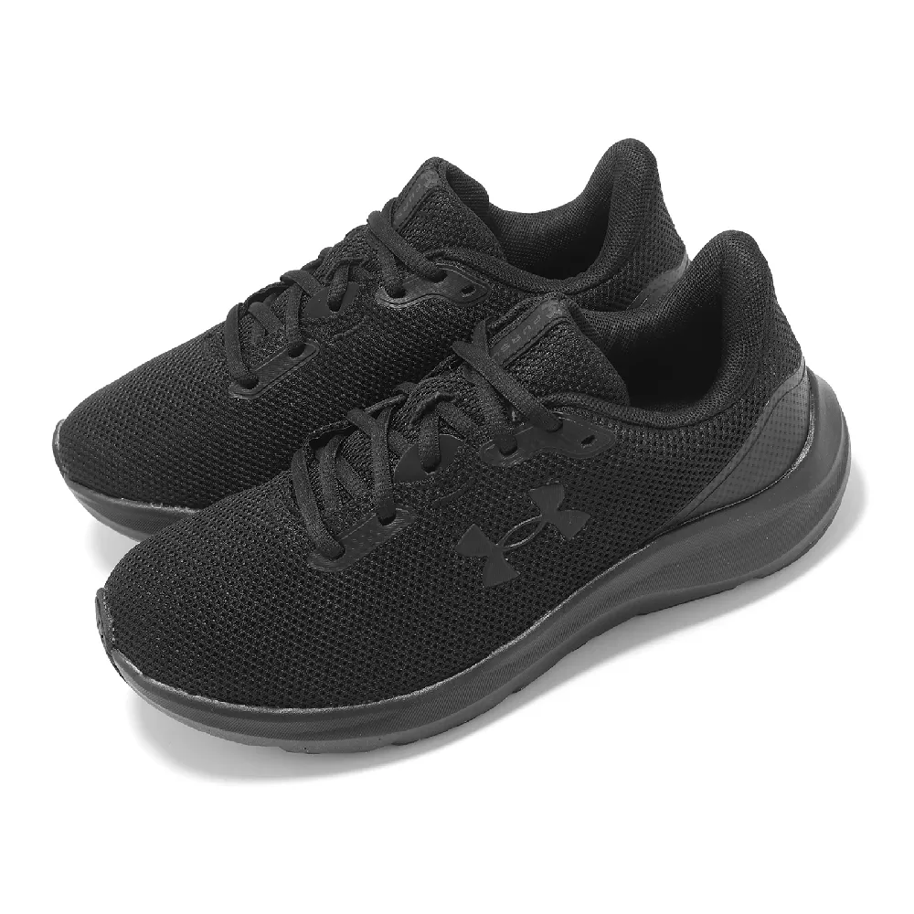 【UNDER ARMOUR】慢跑鞋 Charged Pursuit 4 女鞋 黑 緩衝 透氣 全黑 運動鞋 UA(3028261002)