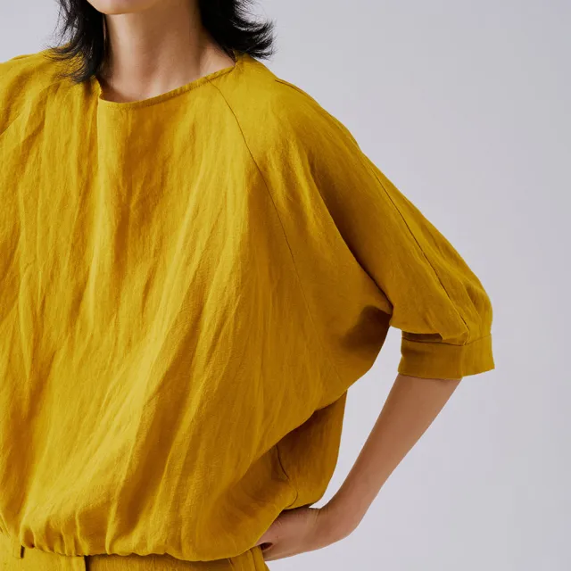 【giordano ladies】26SS 棉麻混紡連袖設計上衣(02346020)