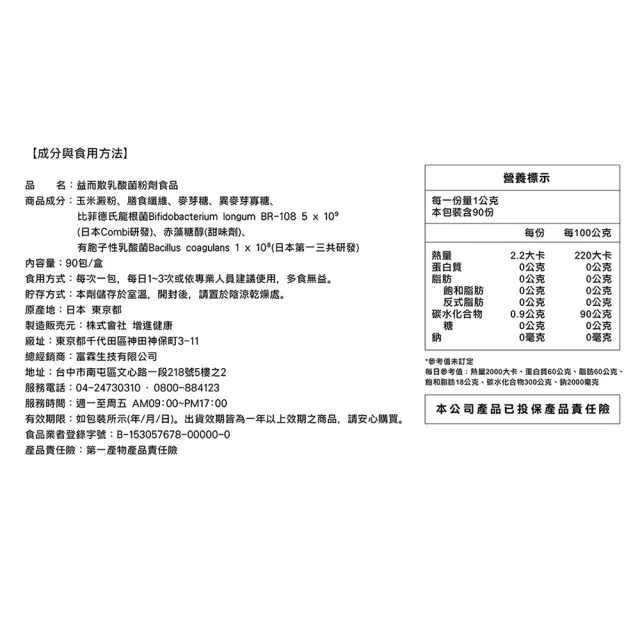 【FU LIN 富霖生技】益而散 日本進口益生菌｜兒童/媽媽/家庭號(2入組＿90包/盒) 醫學中心醫師專科推薦