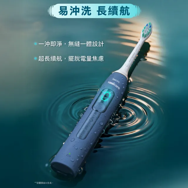 【Philips 飛利浦】momo獨家 HX5682/01 語音導航音波電動牙刷-(暮光藍/官方直營/momo集資)