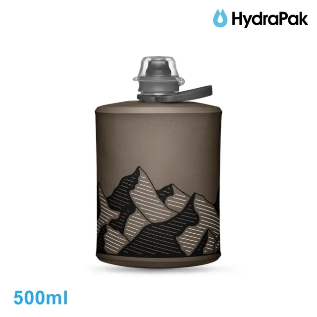【HydraPak】Stow軟式水壺GS355｜遠古灰 500ml (附提把 摺疊收納)