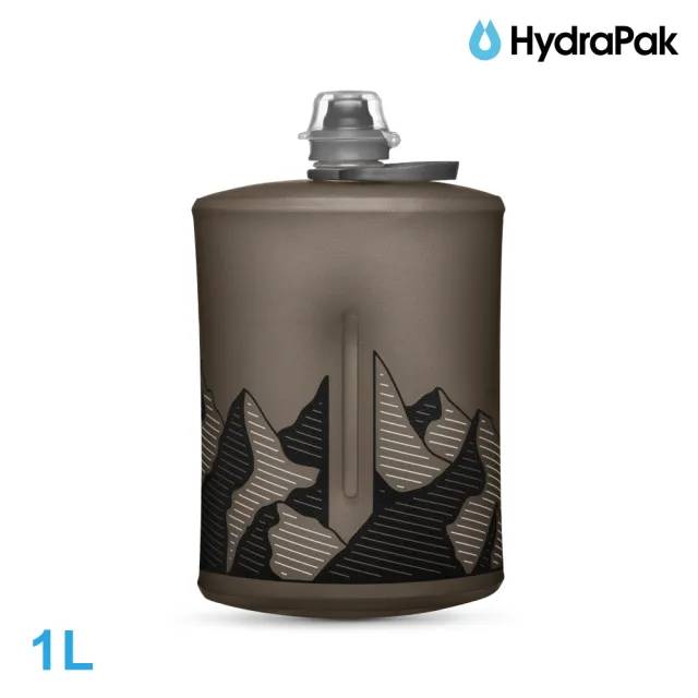 【HydraPak】Stow軟式水壺GS351｜遠古灰 1L (附提把 摺疊收納)