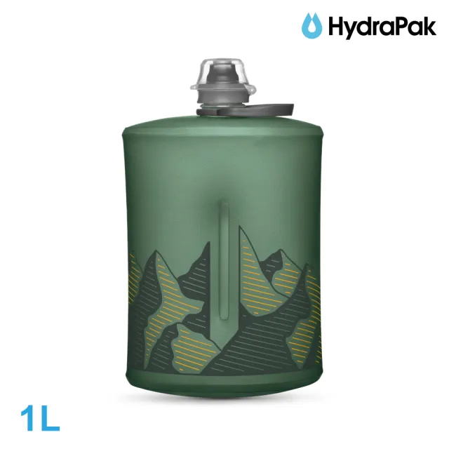 【HydraPak】Stow軟式水壺GS351｜海松綠 1L (附提把 摺疊收納)
