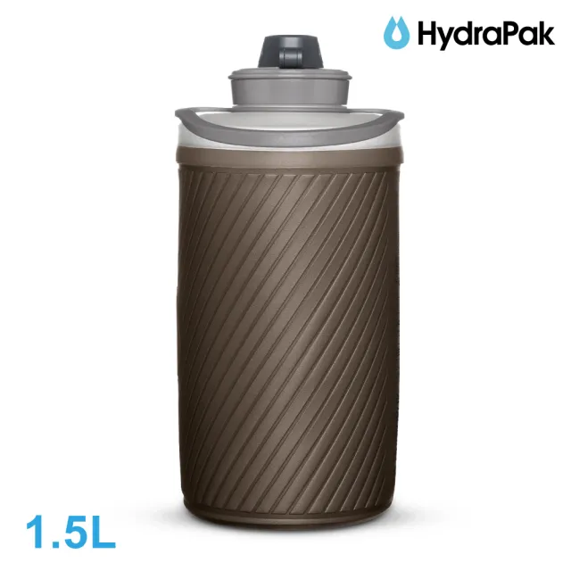 【HydraPak】Flux軟式水瓶GF425｜遠古灰 1.5L (附提把 摺疊收納)