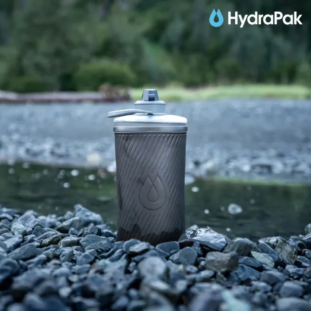 【HydraPak】Flux軟式水瓶GF425｜遠古灰 1.5L (附提把 摺疊收納)
