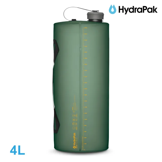 【HydraPak】Seeker摺疊儲水袋A828｜海松綠 4L (附提把 摺疊收納)