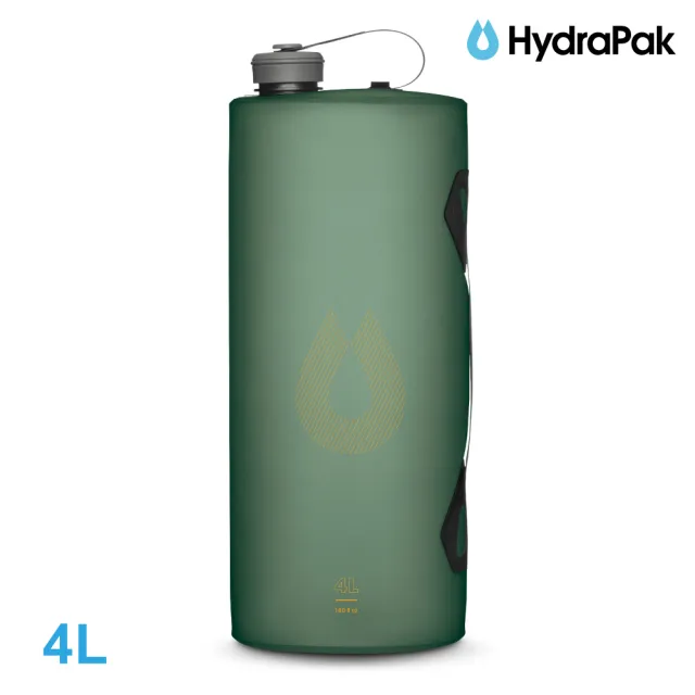 【HydraPak】Seeker摺疊儲水袋A828｜海松綠 4L (附提把 摺疊收納)
