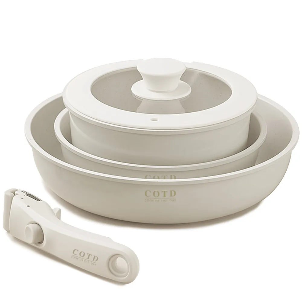 【COTD】可拆鍋具五件組(可拆提把/炒鍋/煎鍋/平底鍋/湯鍋/烤箱可用)