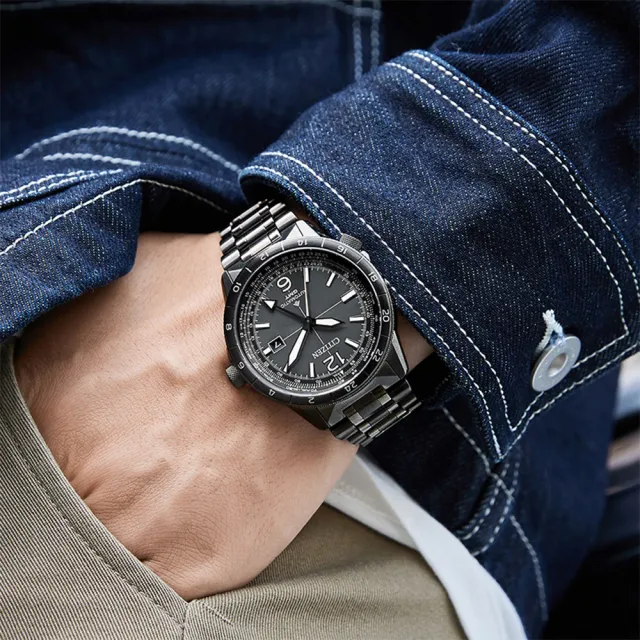 【CITIZEN 星辰】PROMASTER 限量 GMT兩地時間機械錶款-44.5mm 雙11 送禮(NB6045-51H)