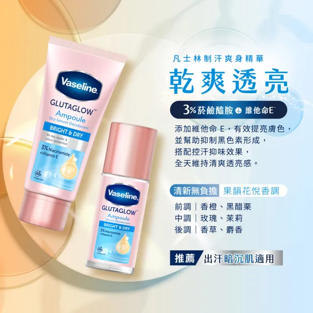 【Vaseline 凡士林】官方直營 制汗止汗爽身精華凝乳x3入