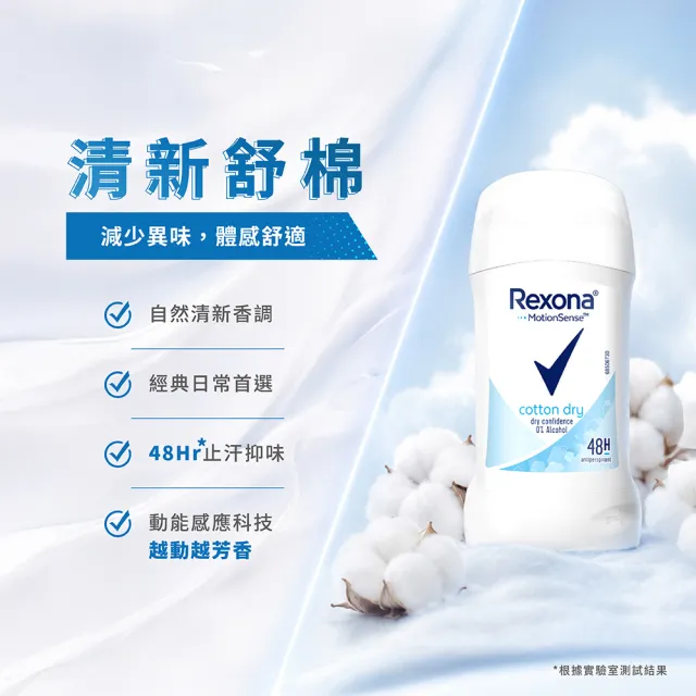 【Rexona 蕊娜】官方直營 制汗爽身體香膏 清新舒棉40g