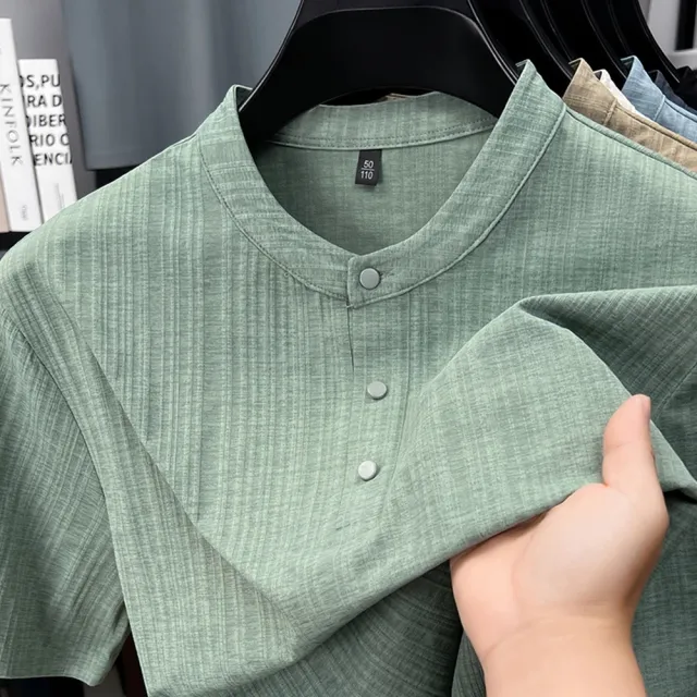 【巴黎精品】現貨+預購男T恤圓領短袖上衣高彈力男裝高爾夫球衫冰絲涼感透氣潮流男襯衫6色p174ng28