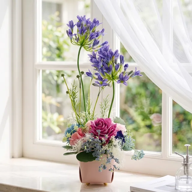 【HUGO DECO 榆果傢飾】愛情花紫玫瑰香氛花藝(擬真花/香氛/花禮/永不凋零)