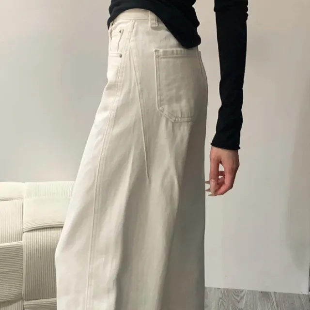 【ASister 小姊姊】AS2587#女裝｜休閒褲☆韓系辣妹Y2K工裝彎刀褲(白色 S-XL)