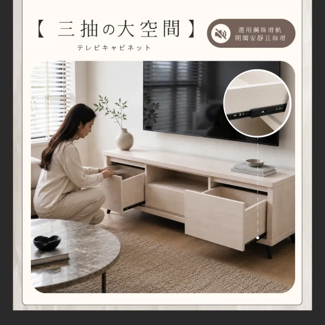 【IHouse】托比 台灣製強化木心板 6尺電視櫃 (長櫃/TV櫃/收納櫃)