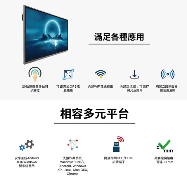 【SHARP 夏普】86吋 4K觸控式液晶顯示器電子白板/商用顯示器(PN-SC861TE02-A)
