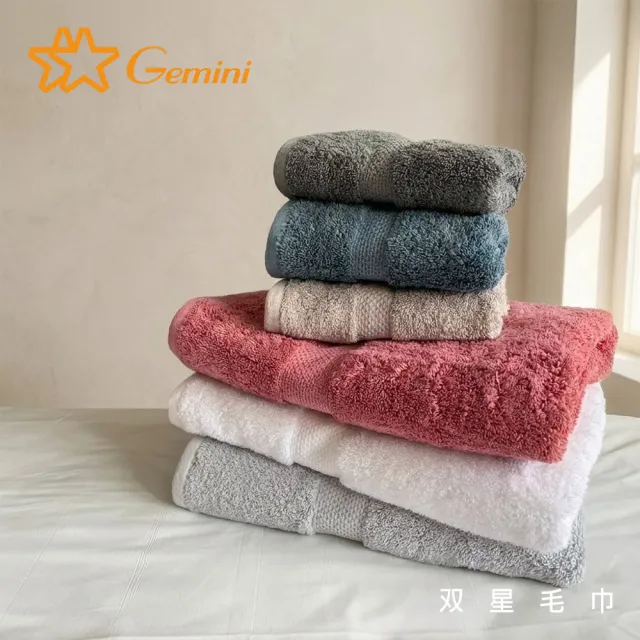 【Gemini 雙星】輕奢緞檔精梳棉浴巾超值2入組(6色任選)