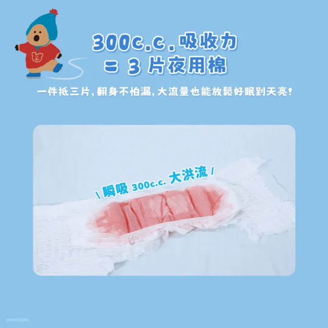 【愛康】透芯涼感褲型衛生棉 DINOTAENG特別款 10包入組 L/XL任選(涼感款2片x10包)