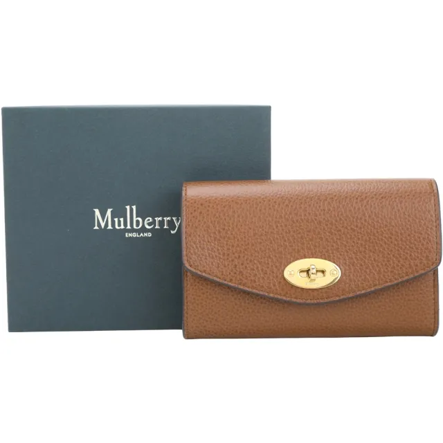 【MULBERRY】Darley 郵差鎖釦粒面牛皮萬用夾 錢包(橡木棕)